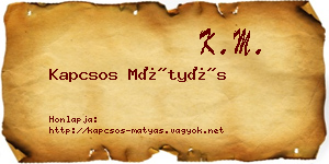 Kapcsos Mátyás névjegykártya